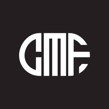 Siyah arka planda CMF harf logosu tasarımı. CMF yaratıcı harf logosu konsepti. CMF harf tasarımı.