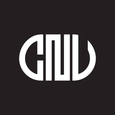 Siyah arka planda CNU mektup logosu tasarımı. CNU yaratıcı harf logosu konsepti. CNU mektup tasarımı.