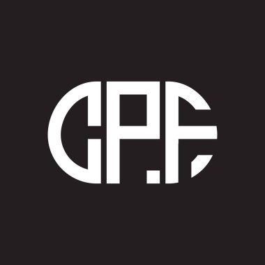 Siyah arkaplanda CPF harf logosu tasarımı. CPF yaratıcı harflerin baş harfleri logo kavramı. CPF harf tasarımı.
