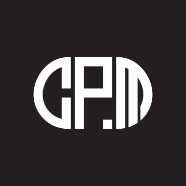 Siyah arkaplan üzerinde CPM harfi logo tasarımı. CPM yaratıcı harflerin baş harfleri logo kavramı. CPM harf tasarımı.