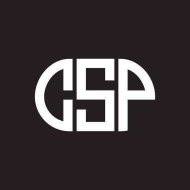 Siyah arka planda CSP harf logosu tasarımı. CSP yaratıcı harflerin baş harfleri logo kavramı. CSP harf tasarımı.