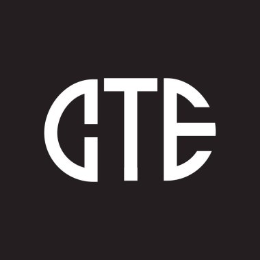 Siyah arka planda CTE harf logosu tasarımı. CTE yaratıcı harflerin baş harfleri logo kavramı. CTE harf tasarımı.