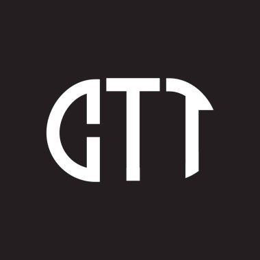 Siyah arkaplanda CTT harf logosu tasarımı. CTT yaratıcı harflerin baş harfleri logo kavramı. CTT harf tasarımı.