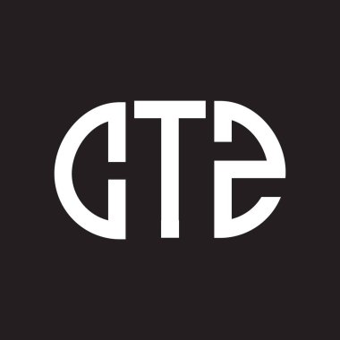 CTZ harfi logo tasarımı siyah arkaplan üzerine. CTZ yaratıcı harflerin baş harfleri logo kavramı. CTZ harf tasarımı.