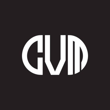 Siyah arkaplanda CVM harf logosu tasarımı. CVM yaratıcı harflerin baş harfleri logo kavramı. CVM harf tasarımı.