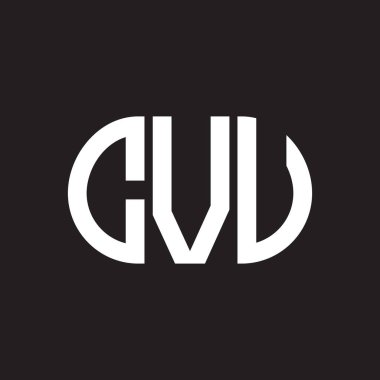 Siyah arka planda CVU harf logosu tasarımı. CVU yaratıcı harf logosu konsepti. İşlemci harf tasarımı.