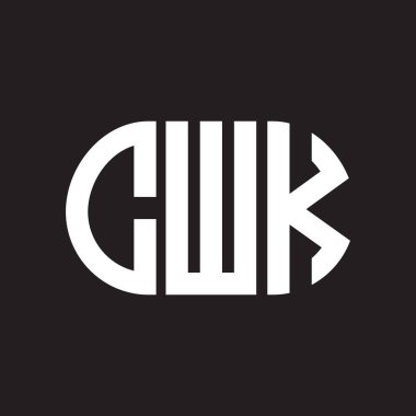 Siyah arkaplanda CWK harf logosu tasarımı. CWK yaratıcı harflerin baş harfleri logo kavramı. CWK harf tasarımı.
