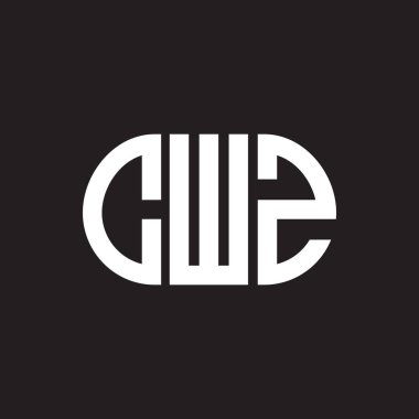 Siyah arkaplanda CWZ harf logosu tasarımı. CWZ yaratıcı harflerin baş harfleri logo kavramı. CWZ harf tasarımı.