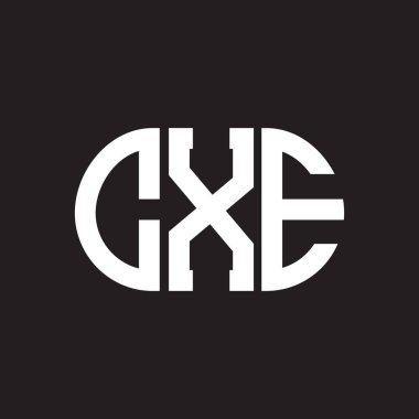 Siyah arkaplanda CXE harf logosu tasarımı. CXE yaratıcı harflerin baş harfleri logo kavramı. CXE harf tasarımı.