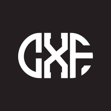 Siyah arkaplanda CXF harf logosu tasarımı. CXF yaratıcı harf logosu konsepti. CXF harf tasarımı.
