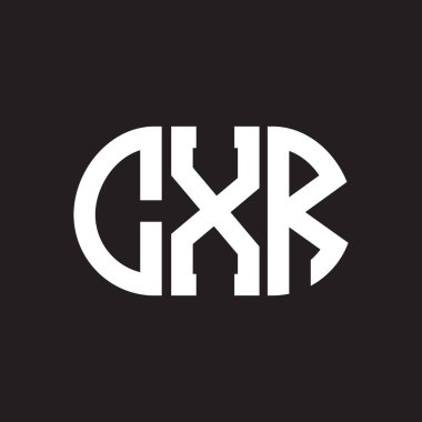 Siyah arka planda CXR harf logosu tasarımı. CXR yaratıcı harflerin baş harfleri logo kavramı. CXR harf tasarımı.
