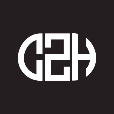 Siyah arka planda CZH harf logosu tasarımı. CZH yaratıcı harflerin baş harfleri logo kavramı. CZH harf tasarımı.