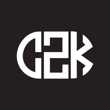 Siyah arka planda CZK harf logosu tasarımı. CZK yaratıcı harflerin baş harfleri logo kavramı. CZK harf tasarımı.