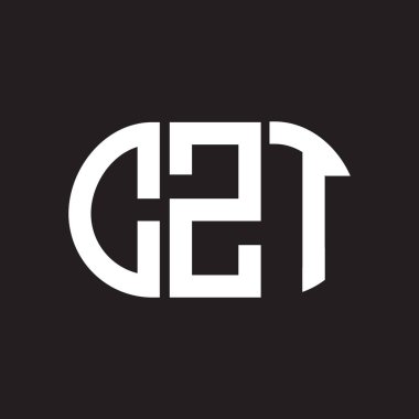Siyah arkaplanda CZT harf logosu tasarımı. CZT yaratıcı harf logosu konsepti. CZT harf tasarımı.