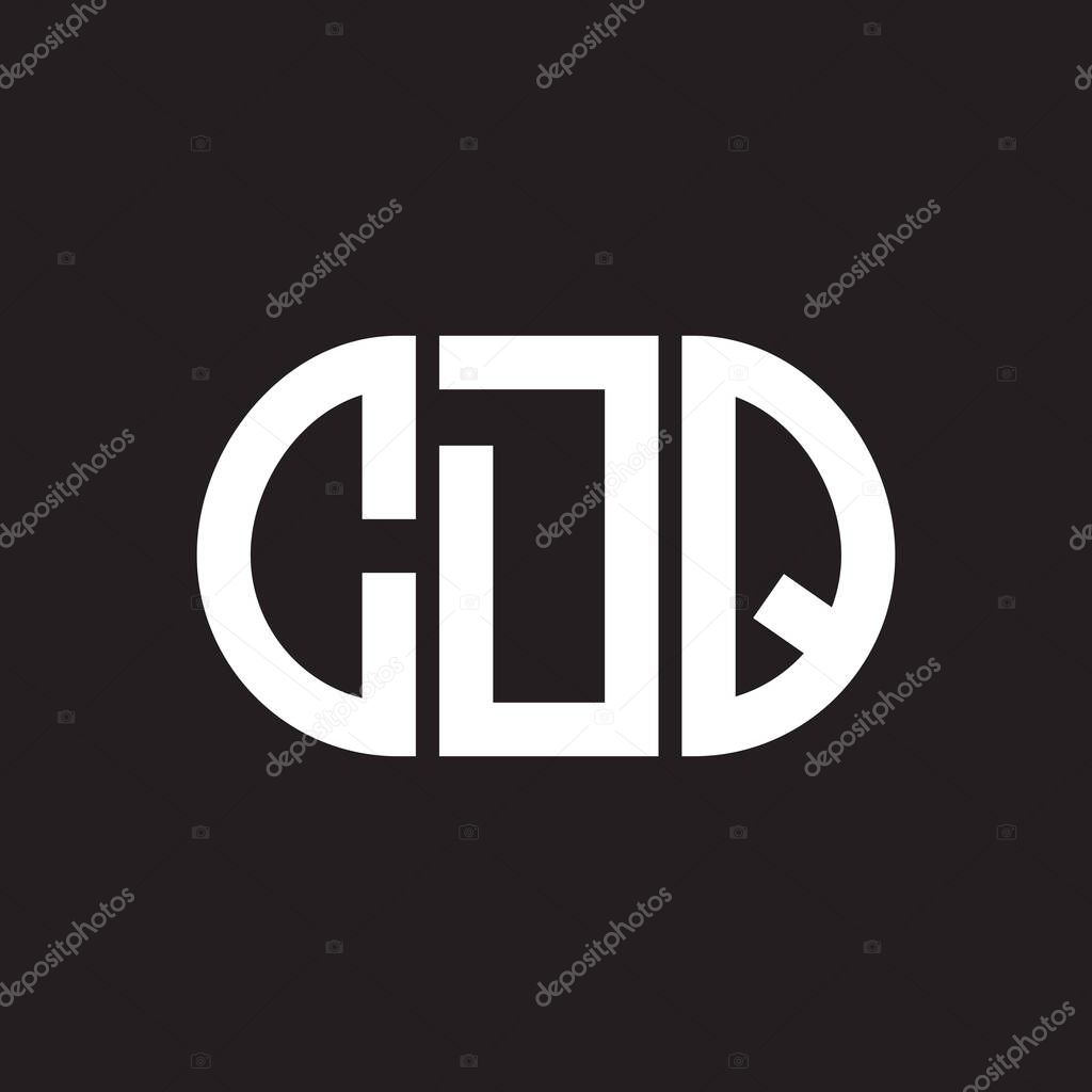 Diseño del logotipo de la letra CDQ sobre fondo negro. CDQ iniciales