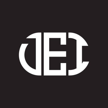 Siyah arka planda DEI harf logosu tasarımı. DEI yaratıcı harflerin baş harfleri logo kavramı. DEI harf tasarımı.