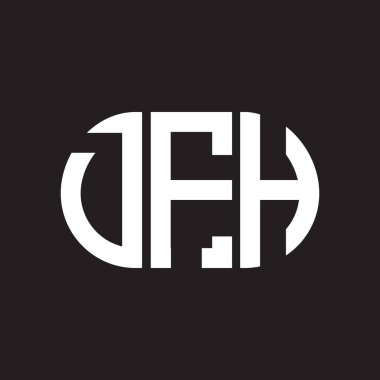 Siyah arka planda DFH harf logosu tasarımı. DFH yaratıcı harflerin baş harfleri logo kavramı. DFH harf tasarımı.