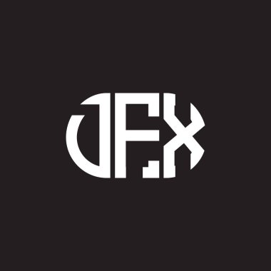 Siyah arka planda DFX harf logosu tasarımı. DFX yaratıcı harflerin baş harfleri logo kavramı. DFX harf tasarımı.
