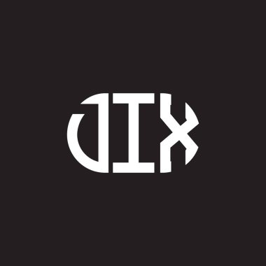 Siyah arkaplanda DIX harf logosu tasarımı. DIX yaratıcı harflerin baş harfleri logo kavramı. DIX harf tasarımı.