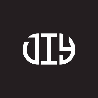 Siyah arka planda DIY harf logosu tasarımı. DIY yaratıcı harf logosu konsepti. DIY harf tasarımı.