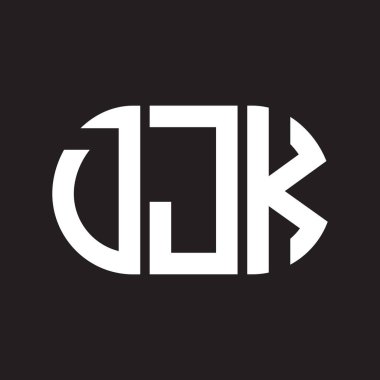 Siyah arka planda DJK harf logosu tasarımı. DJK yaratıcı harflerin baş harfleri logo kavramı. DJK harf tasarımı.