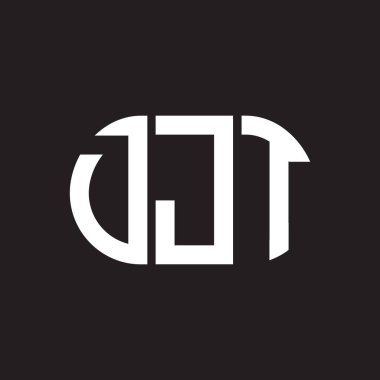 Siyah arka planda DJT harf logosu tasarımı. DJT yaratıcı harflerin baş harfleri logo kavramı. DJT harf tasarımı.