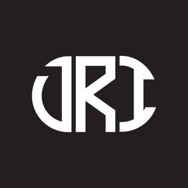 Siyah arka planda DRI harf logosu tasarımı. DRI yaratıcı harflerin baş harfleri logo kavramı. DRI harf tasarımı.