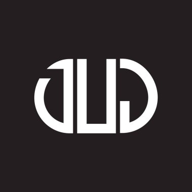 Siyah arka planda DUJ harf logosu tasarımı. DUJ yaratıcı harf logosu konsepti. DUJ harf tasarımı.