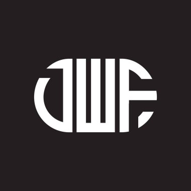 Siyah arka planda DWF harf logosu tasarımı. DWF yaratıcı harf logosu konsepti. DWF harf tasarımı.