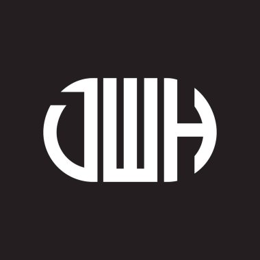 Siyah arka planda DWH harf logosu tasarımı. DWH yaratıcı harflerin baş harfleri logo kavramı. DWH harf tasarımı.