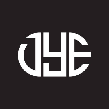 Siyah arka planda DYE harf logosu tasarımı. DYE yaratıcı harflerin baş harfleri logo kavramı. DYE harf tasarımı.