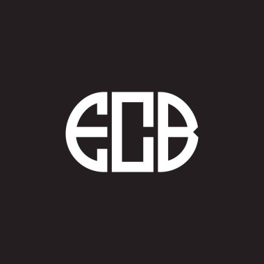 Siyah arka planda ECB harf logosu tasarımı. ECB yaratıcı harflerin baş harfleri logo kavramı. ECB harf tasarımı.