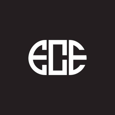 Siyah arka planda ECE harf logosu tasarımı. ECE yaratıcı harflerin baş harfleri logo kavramı. ECE harf tasarımı.