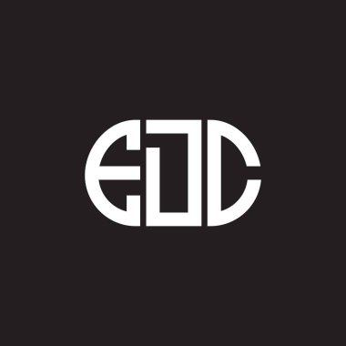 Siyah arka planda EDC harf logosu tasarımı. EDC yaratıcı harflerin baş harfleri logo kavramı. EDC harf tasarımı.