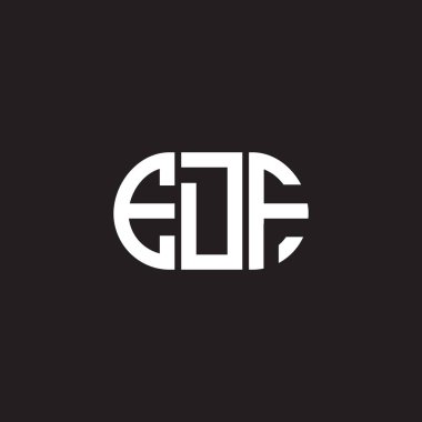 Siyah arka planda EDF harf logosu tasarımı. EDF yaratıcı harflerin baş harfleri logo kavramı. EDF harf tasarımı.