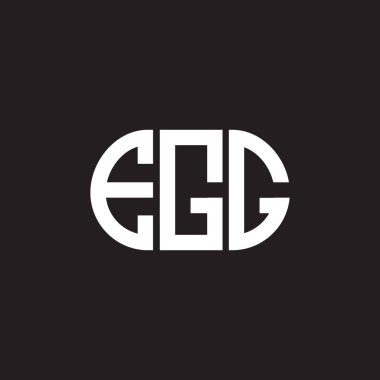 Siyah arka planda EGG harf logosu tasarımı. EGG yaratıcı harf logosu konsepti. EGG harf tasarımı.