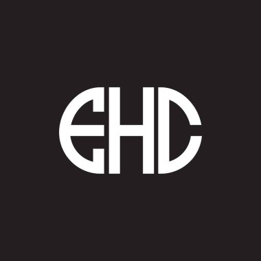 Siyah arka planda EHC harf logosu tasarımı. EHC yaratıcı harflerin baş harfleri logo kavramı. EHC harf tasarımı.