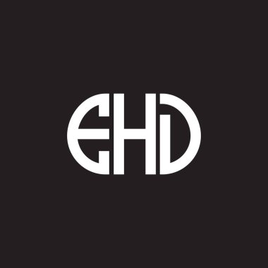 Siyah arkaplanda EHD harf logosu tasarımı. EHD yaratıcı harflerin baş harfleri logo kavramı. EHD harf tasarımı.