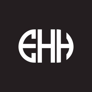 Siyah arka planda EHH harf logosu tasarımı. EHH yaratıcı harflerin baş harfleri logo kavramı. EHH harf tasarımı.