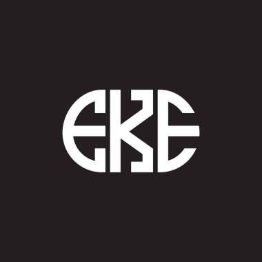Siyah arkaplanda EKE harf logosu tasarımı. EKE yaratıcı harfler logosu konsepti. EKE harf tasarımı.