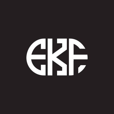 Siyah arka planda EKF mektup logosu tasarımı. EKF yaratıcı harf logosu konsepti. EKF harf tasarımı.