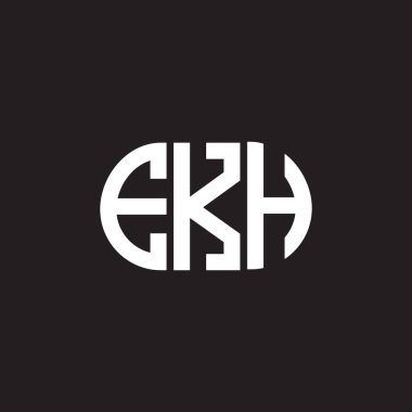 Siyah arka planda ekokardiyografi logosu tasarımı. EKH yaratıcı harflerin baş harfleri logo kavramı. EKH harf tasarımı.