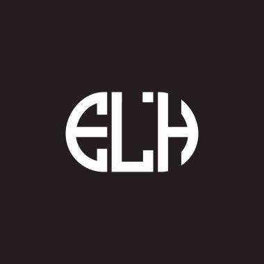 Siyah arka planda ELH harf logosu tasarımı. ELH yaratıcı harflerin baş harfleri logo konsepti. ELH harf tasarımı.