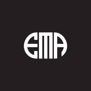 Siyah arka planda EMA mektup logosu tasarımı. EMA yaratıcı harfler logosu konsepti. EMA harf tasarımı.