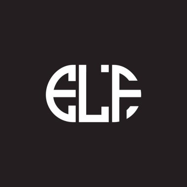 Siyah arka planda ELF harf logosu tasarımı. ELF yaratıcı harflerin baş harfleri logo konsepti. ELF harf tasarımı.