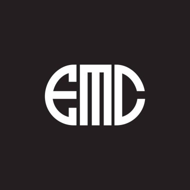 Siyah arka planda EMC harf logosu tasarımı. EMC yaratıcı harflerin baş harfleri logo kavramı. EMC harf tasarımı.