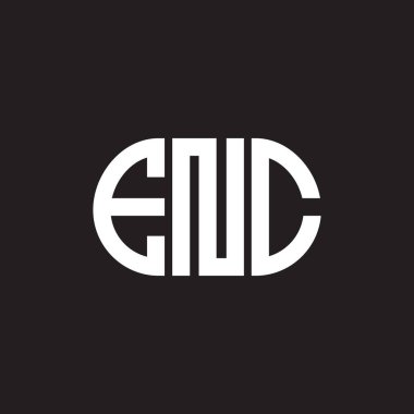 ENC harfi logo tasarımı siyah arkaplan üzerine. ENC yaratıcı harflerin baş harfleri logo kavramı. ENC harf tasarımı.