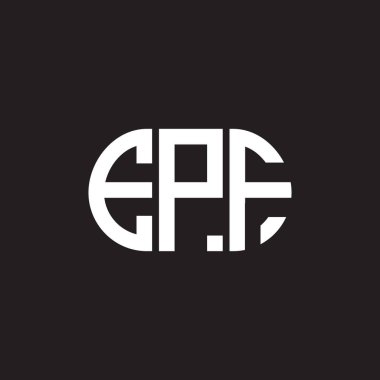 Siyah arkaplanda EPF harf logosu tasarımı. EPF yaratıcı harflerin baş harfleri logo kavramı. EPF harf tasarımı.