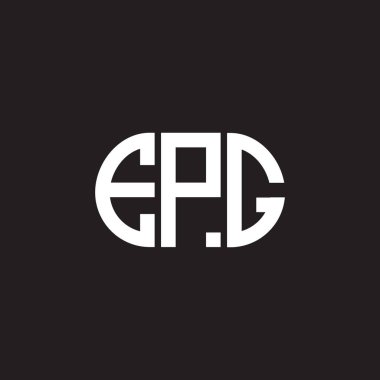 Siyah arkaplanda EPG harf logosu tasarımı. EPG yaratıcı harflerin baş harfleri logo kavramı. EPG harf tasarımı.