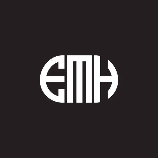 Siyah Arka Planda Emh Harf Logosu Tasarımı Emh Yaratıcı Harflerin — Stok Vektör